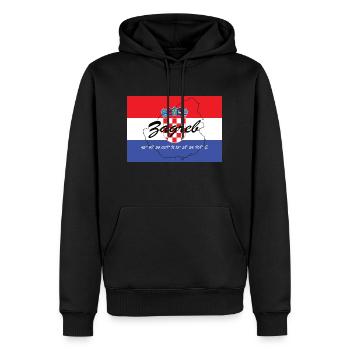 Zagreb - Hauptstadt mit GPS & Flagge - Männer Premium Bio Hoodie - Schwarz - Vorne - Nico (187cm)