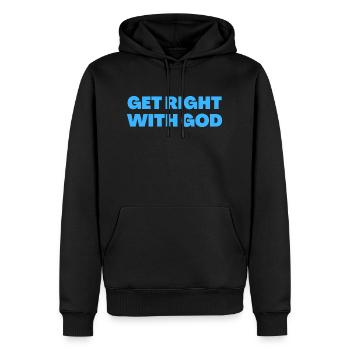 Get Right With God - Christliche Zitate - Männer Premium Bio Hoodie - Schwarz - Vorne - Nico (187cm)