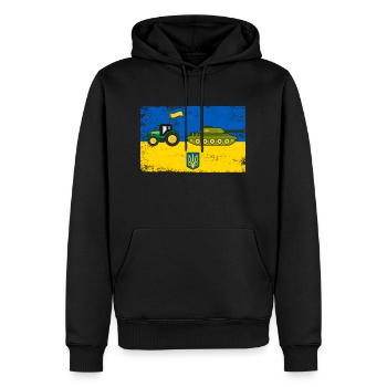 Un agriculteur ukrainien vole un char - Sweat à capuche Premium bio Homme - noir - Devant - Nico (187cm)