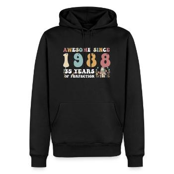 Großartig seit 1988 35 Jahr der Perfektion - 35. - Männer Premium Bio Hoodie - Schwarz - Vorne - Nico (187cm)