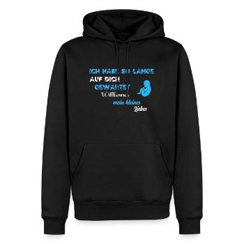 Je t'ai tant attendu BLU WE - Sweat à capuche Premium bio Homme - noir - Devant - Nico (187cm)