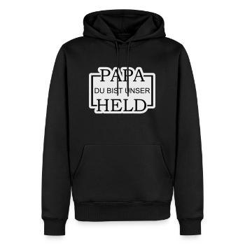 Papa du bist unser Held 2 - Männer Premium Bio Hoodie - Schwarz - Vorne - Nico (187cm)