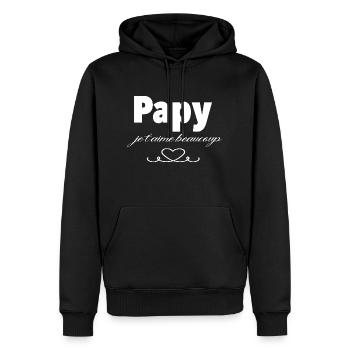 Papy je t aime beaucoup - Sweat à capuche Premium bio Homme - noir - Devant - Nico (187cm)