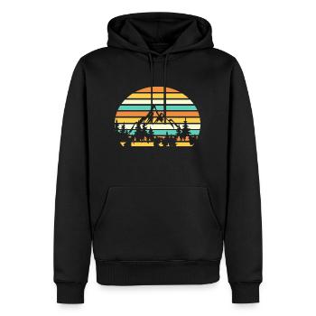Berg Berge Retro Gletscher Natur - Männer Premium Bio Hoodie - Schwarz - Vorne - Nico (187cm)