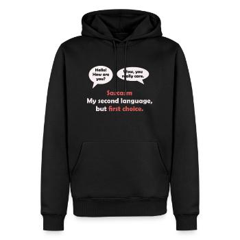 Sarkasmus - Männer Premium Bio Hoodie - Schwarz - Vorne - Nico (187cm)