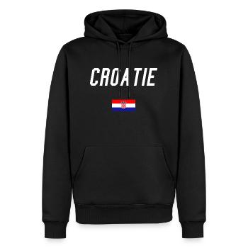 croatie - Sweat à capuche Premium bio Homme - noir - Devant - Nico (187cm)