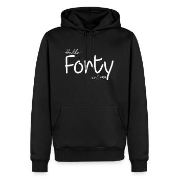Hello Forty est 1984 - Feiern Sie den 40. Geburtstag - Männer Premium Bio Hoodie - Schwarz - Vorne - Nico (187cm)