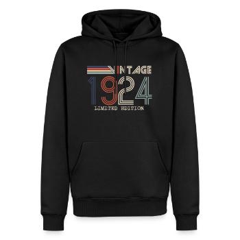 Vintage 1924 Anniversary Gift - Vintage 1924 - Men’s Premium Organic Hoodie - black - Front - Nico (187cm)