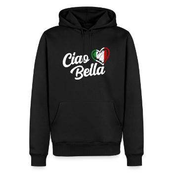 Femmes Ciao Bella Italien Bonjour Beau Cadeau - Sweat à capuche Premium bio Homme - noir - Devant - Nico (187cm)