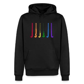 hockey « happy-hockey » Hockey sur gazon - Sweat à capuche Premium bio Homme - noir - Devant - Nico (187cm)