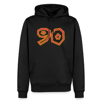 90. 90 YEARS. 90TH ANNIVERSARY. 90TH ANNIVERSARY. - Men’s Premium Organic Hoodie - black - Front - Nico (187cm)