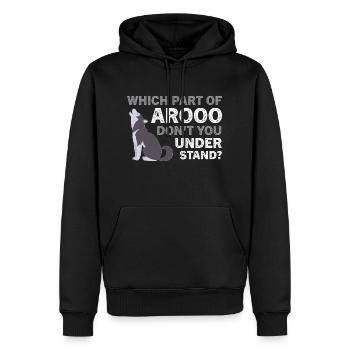 Husky Dog Which Part Of Arooo Don't You Understand - Men’s Premium Organic Hoodie - black - Front - Nico (187cm)
