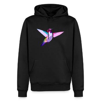 Lebendiger lilaköpfiger Vogel im Flug - Männer Premium Bio Hoodie - Schwarz - Vorne - Nico (187cm)