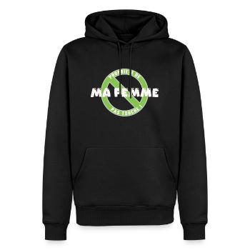 Propriété de ma femme, blanc - Sweat à capuche Premium bio Homme - noir - Devant - Nico (187cm)