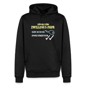 Stolzer Zwillings-Papa - Männer Premium Bio Hoodie - Schwarz - Vorne - Nico (187cm)