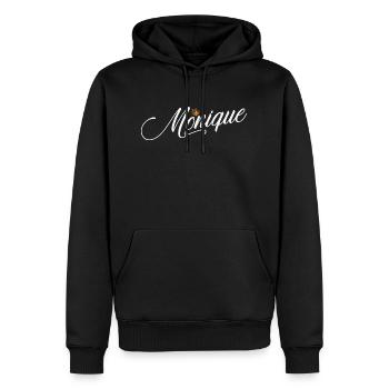 Monique Custom Name for Women Kids Toddlers - - Men’s Premium Organic Hoodie - black - Front - Nico (187cm)