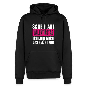 Scheiß auf Valentinstag. Anti Valentinstag - Männer Premium Bio Hoodie - Schwarz - Vorne - Nico (187cm)