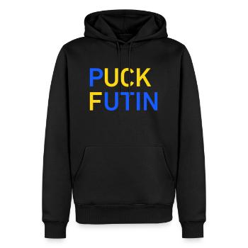 Puck Futin - Männer Premium Bio Hoodie - Schwarz - Vorne - Nico (187cm)