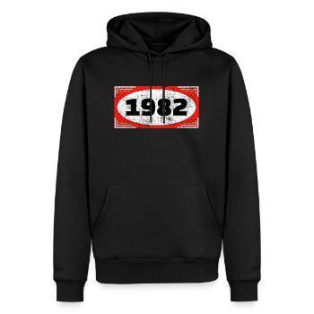 Year of birth in the label 1982 - Men’s Premium Organic Hoodie - black - Front - Nico (187cm)