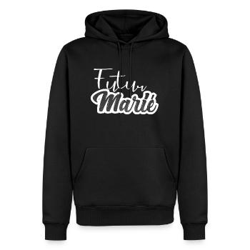 futur marié - evg - mariage - Sweat à capuche Premium bio Homme - noir - Devant - Nico (187cm)