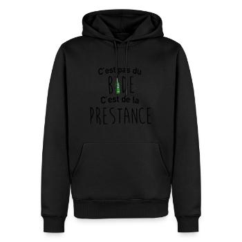 Humour beauf bide - Sweat à capuche Premium bio Homme - noir - Devant - Nico (187cm)
