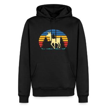 Lama Vintage Rétro - Sweat à capuche Premium bio Homme - noir - Devant - Nico (187cm)