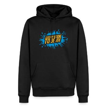 I closed my book - Männer Premium Bio Hoodie - Schwarz - Vorne - Nico (187cm)