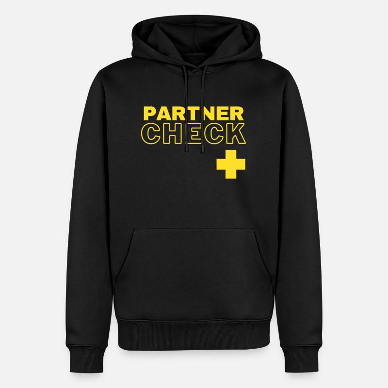 Partnercheck - Männer Premium Bio Hoodie - Schwarz