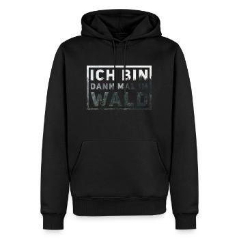 Ich bin dann mal im Wald - Männer Premium Bio Hoodie - Schwarz - Vorne - Nico (187cm)