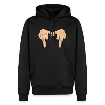 DOPPELTER GANGSTA-FICK - Männer Premium Bio Hoodie - Schwarz - Vorne - Nico (187cm)