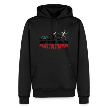 Was dich nicht umbringt, macht dich stärker Zombie - Männer Premium Bio Hoodie - Schwarz - Vorne - Nico (187cm)