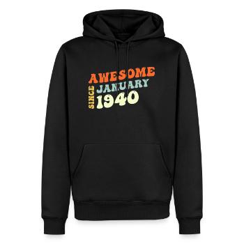 Groovy 83 ans génial depuis janvier 1940 - Sweat à capuche Premium bio Homme - noir - Devant - Nico (187cm)