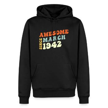 Groovy 81 Years Old Awesome Since March 1942 81st - Men’s Premium Organic Hoodie - black - Front - Nico (187cm)