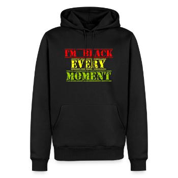 i'm Black Every Moment Black History Month - Sweat à capuche Premium bio Homme - noir - Devant - Nico (187cm)