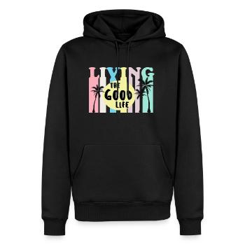 Living the Good Life Holiday Shirt - Männer Premium Bio Hoodie - Schwarz - Vorne - Nico (187cm)