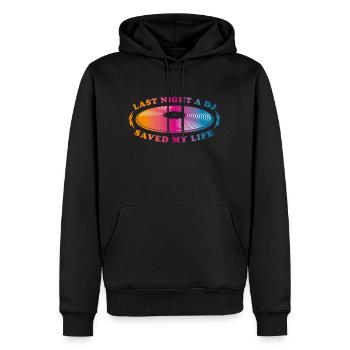 Last night a dj saved my life - Männer Premium Bio Hoodie - Schwarz - Vorne - Nico (187cm)