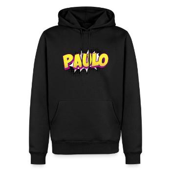 Paulo Benutzerdefinierter Name Comic-Buch-Stil Pop-Art, Paulo - Männer Premium Bio Hoodie - Schwarz - Vorne - Nico (187cm)