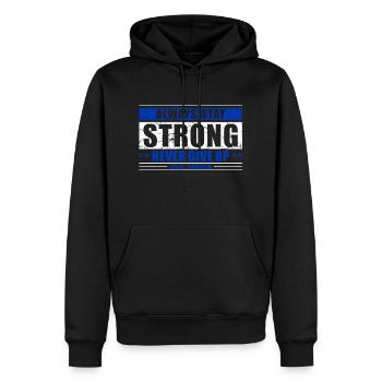 Never Give Up - Männer Premium Bio Hoodie - Schwarz - Vorne - Nico (187cm)