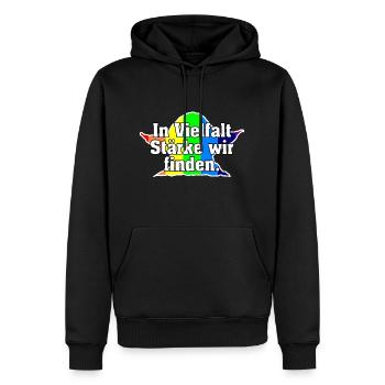 In Vielfalt Stärke wir finden. - Männer Premium Bio Hoodie - Schwarz - Vorne - Nico (187cm)