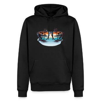 Sonnenbrille mit Palmen - Männer Premium Bio Hoodie - Schwarz - Vorne - Nico (187cm)