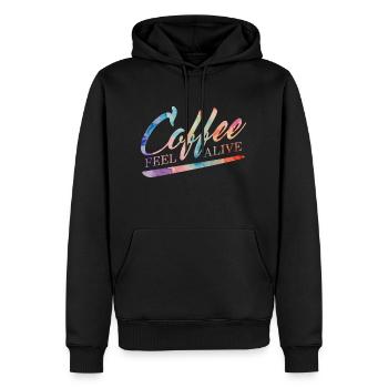 Coffee feel alive - Männer Premium Bio Hoodie - Schwarz - Vorne - Nico (187cm)