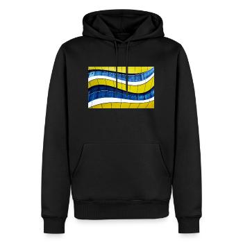 Yellow - Blue waves - Men’s Premium Organic Hoodie - black - Front - Nico (187cm)