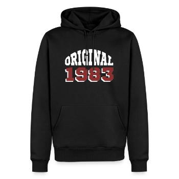 Original 1983 - Männer Premium Bio Hoodie - Schwarz - Vorne - Nico (187cm)