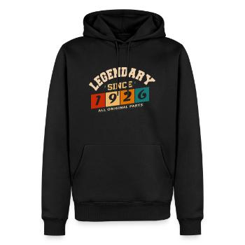 Légendaire depuis 1926 vintage rétro anniversaire - Sweat à capuche Premium bio Homme - noir - Devant - Nico (187cm)