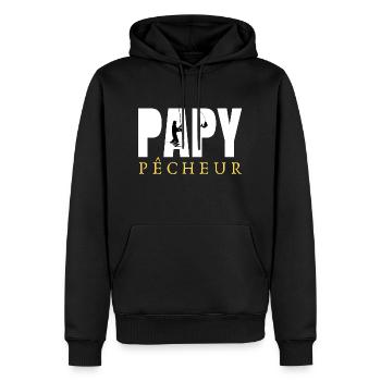 FISCHER-OPA 1 - Männer Premium Bio Hoodie - Schwarz - Vorne - Nico (187cm)