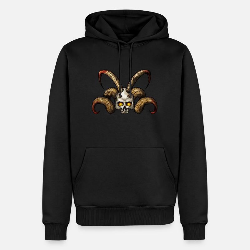 Teufel Schädel 2 - Männer Premium Bio Hoodie - Schwarz