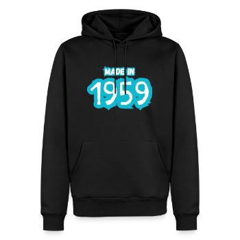 Année 1959 pour les personnes nées en 1959 - Sweat à capuche Premium bio Homme - noir - Devant - Nico (187cm)