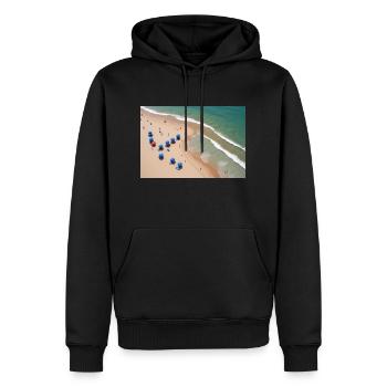 Plage abstraite - Sweat à capuche Premium bio Homme - noir - Devant - Nico (187cm)
