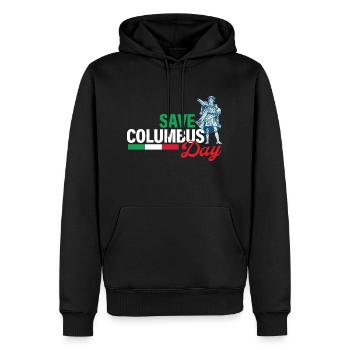 Sauvons Christophe Colomb - Christophe Colomb Italien - Sweat à capuche Premium bio Homme - noir - Devant - Nico (187cm)