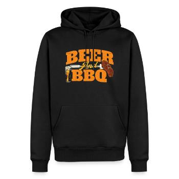 Beer and BBQ - Grilling Pitmaster Barbecue Lover - Men’s Premium Organic Hoodie - black - Front - Nico (187cm)
